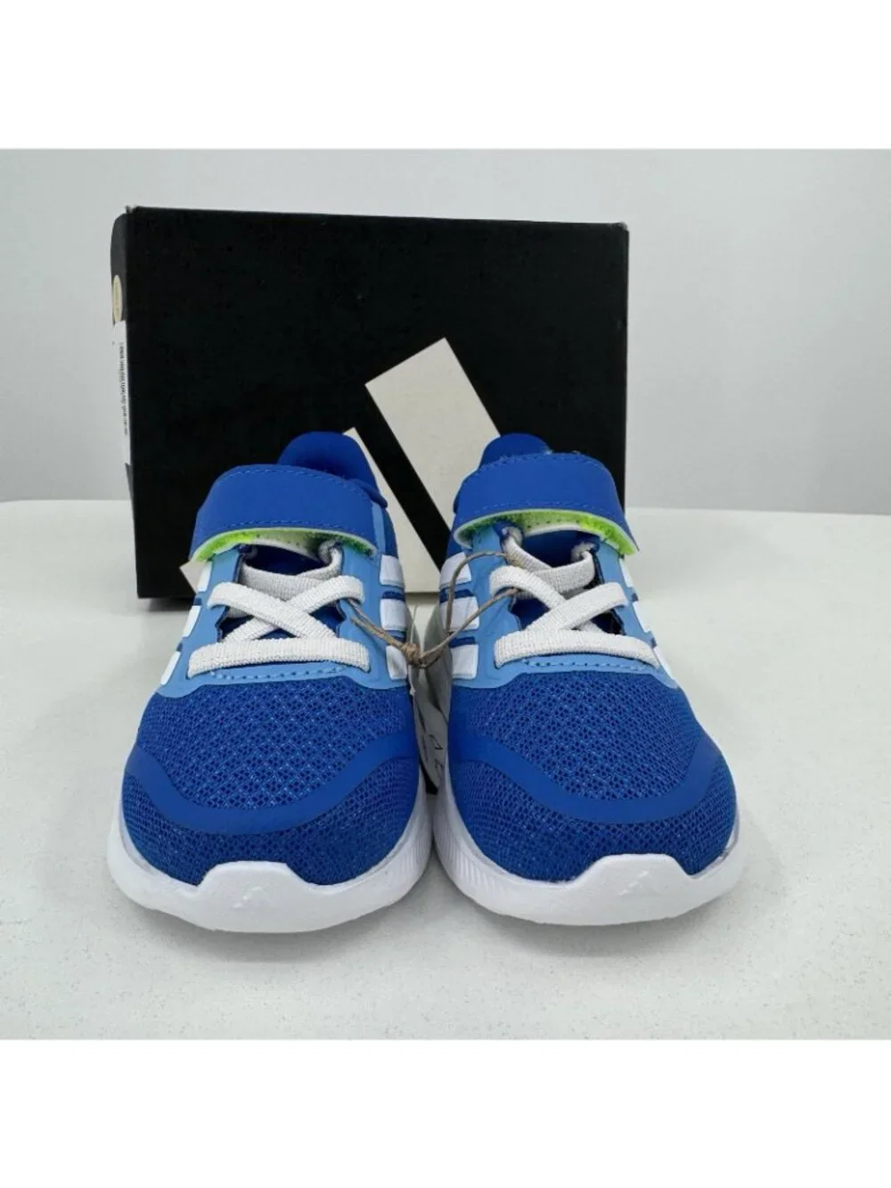 Adidas Infant Boys Run Falcon 5 EL Running Shoes size 6K Hook & Loop Blue JQ5667